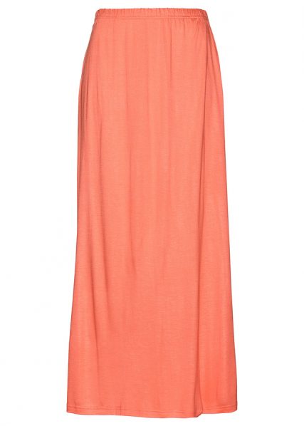 Lososová, maruľová oranžová sukňa pre moletky v maxi dĺžke