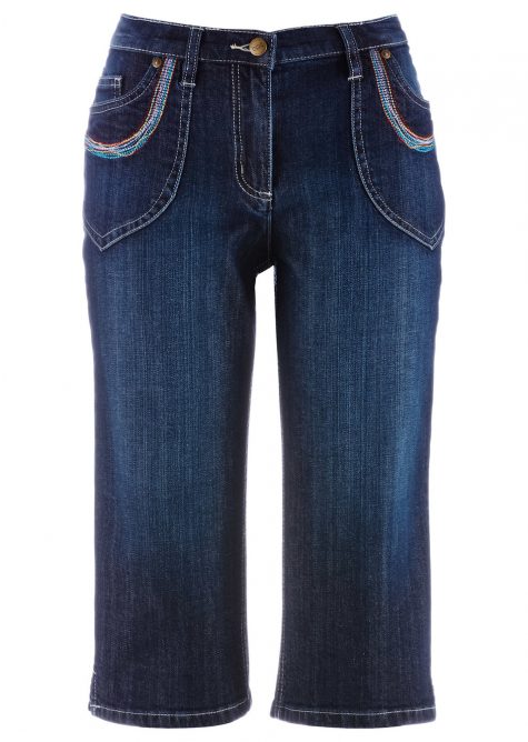 Strečové džínsy capri  Strečové nohavice pre moletky - lepšie sa prispôsobia postave.