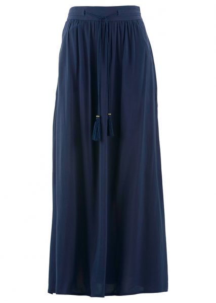 Tmavomodrá jednofarebná maxi sukňa pre moletky