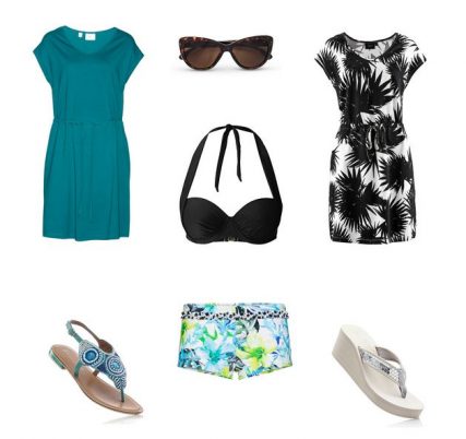 šortkové plavkové nohavičky pre moletky a plážové letné šaty pre plnoštíhle