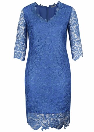 ŽENY | Šaty | spoločenské šaty - Modré plus size čipkované šaty Miss Grey Arella