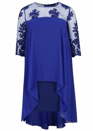 ŽENY | Šaty | spoločenské šaty - Modré plus size šaty s čipkou Miss Grey Flora