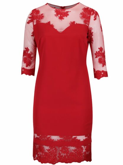 ŽENY | Šaty | spoločenské šaty - Červené plus size šaty s 3/4 rukávmi Miss Grey Gratiela