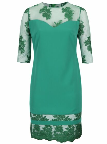 ŽENY | Šaty | spoločenské šaty - Zelené plus size šaty s 3/4 rukávmi Miss Grey Gratiela