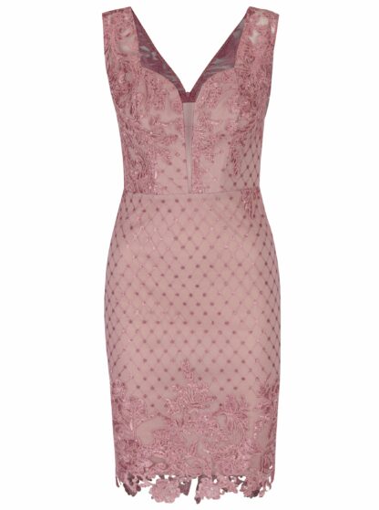 ŽENY | Šaty | spoločenské šaty - Ružové čipkované šaty Miss Grey Ophelia