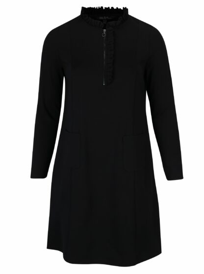 ŽENY | Šaty | šaty na denné nosenie - Čierne mikinové šaty s vreckami Ulla Popken