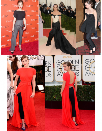 Spoločenské šaty pre moletky - kombinácia nohavice a šaty Emma Watson