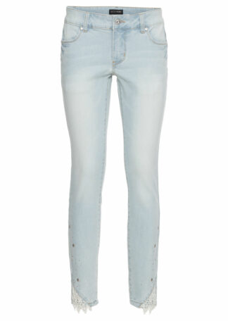 7/8 Strečové džínsy s čipkou  Strečové nohavice pre moletky - lepšie sa prispôsobia postave.