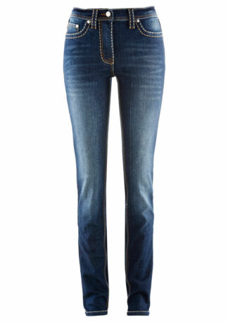 Strečové džínsy s ozdobným prešívaním  Strečové nohavice pre moletky - lepšie sa prispôsobia postave.