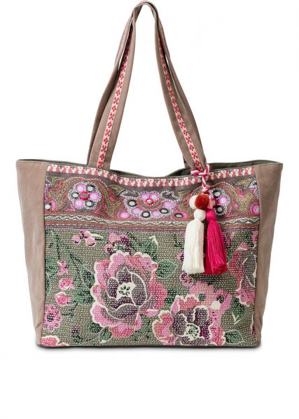 Letná kvetovaná kabelka, veľká shoper bag, plážová taška