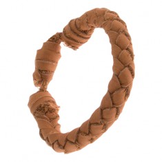 Šperky eshop - Oblý kožený pletený náramok škoricovohnedej farby Q24.07