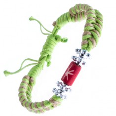 Šperky eshop - Pletený náramok - béžovo-zelený