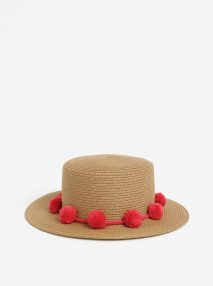 klobúk pre poletky, klobúk s brmbolcami, letný klobúk, slamený klobúk