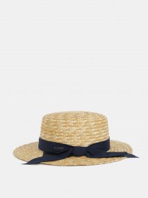 slamený klobúk s modrou stuhou, klobúk na leto