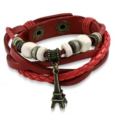 Šperky eshop - Zapletaný červený kožený náramok